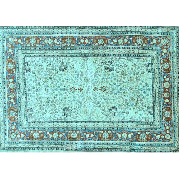 Ahgly Company Indoor Rectangle Persian Light Blue Traditional Area Rugs, 7' x 9'