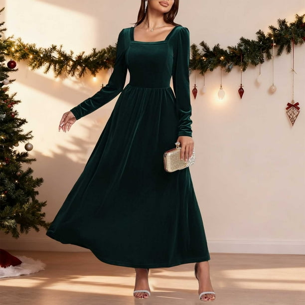 Gyujnb Christmas Decorations,Elegant French Style Velvet Evening Gown  Holiday Dinner Party Long Sleeve Maxi Dress For Fall Winter Year  Celebration - Walmart.ca