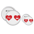 thumbnail image 1 of Bicicleta coche rojo patron de corazon Insignia insignia botón diseño conjunto, 1 of 3