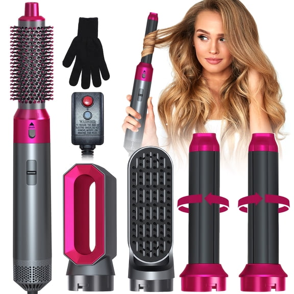 WANDOBAO Hair Dryer Brush Set,5 in 1 Hot Air Brush,Negative Ionic Hair Styling Tools,Gray