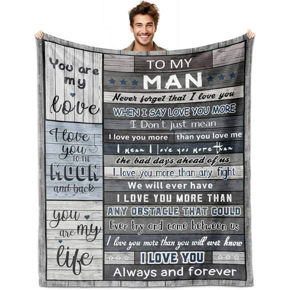 Gifts for Him, Husband Gifts, Gifts for Husband Blanket 60"x 50", Romantic Gifts for Him, Anniversary/Christmas/Valentine's Day Gifts for Him, Husband Birthday Gifts