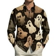 thumbnail image 5 of Domuza Mens Long Sleeve Button Down Shirts Halloween Spooky Novelty Print Relaxed Fit T Shirts Casual Lightweight Collared Blouse for Halloween Party Khaki L, 5 of 7