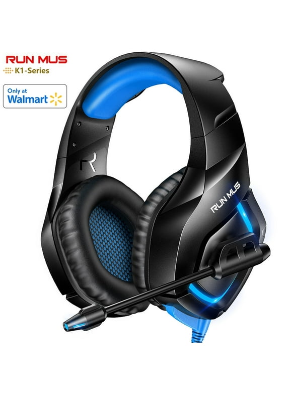 RUNMUS K1B Gaming Headset with 7.1 Surround Sound, PS4 Headset with Mic & LED Light, Noise Canceling Xbox One Headset, Compatible with PS4, PS5, Xbox One, PC Laptop, Mac