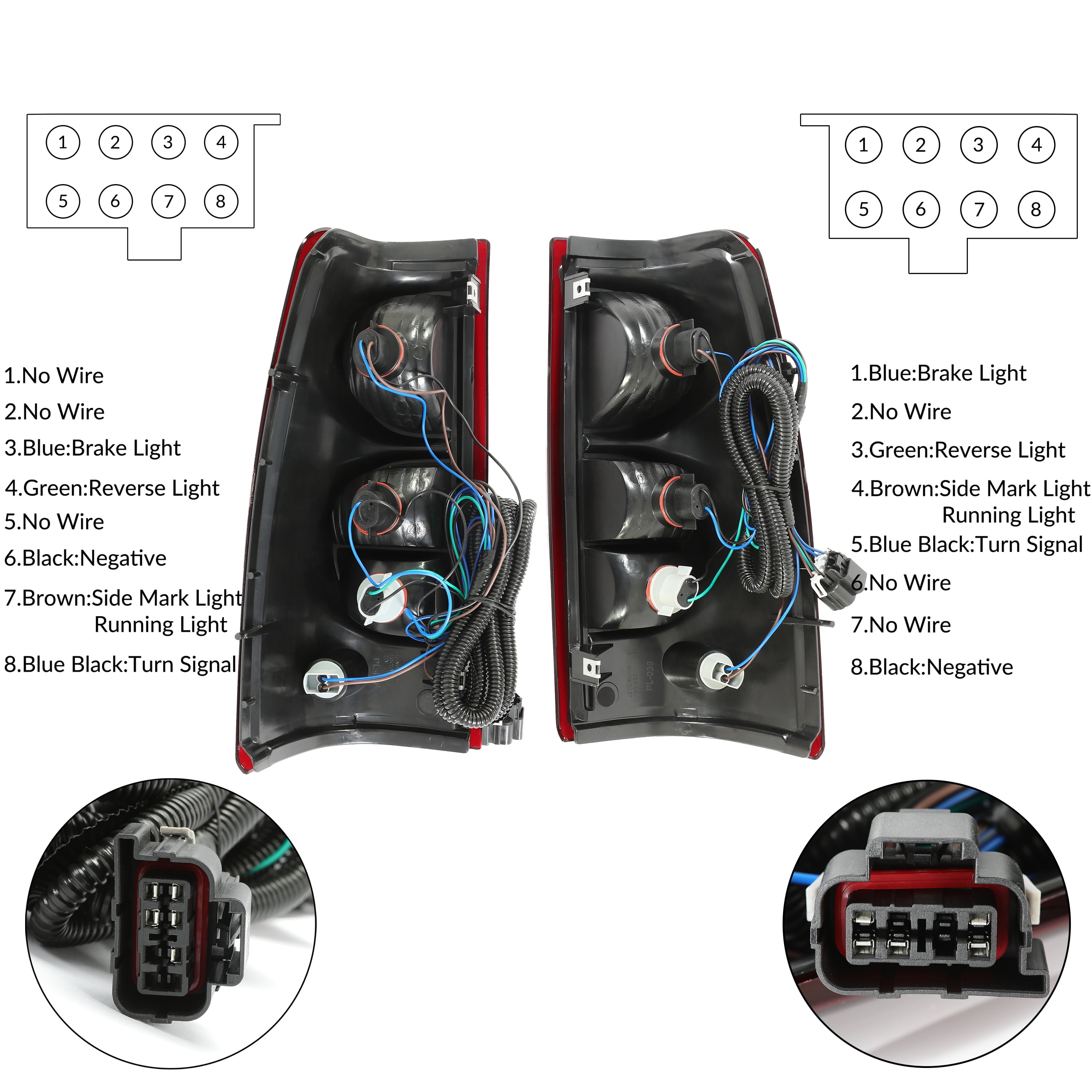 Kojem Tail Lights Pair for 2003-2007 Chevy Silverado 1500 2500 3500 Pickup Rear Tail Lamp Dark Red Lens + Chrome Housing Set