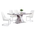 thumbnail image 1 of Faux White Marble Dining Set with Chairs and Silver Stainless Steel, 1 of 8
