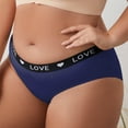 thumbnail image 2 of BiZtdJrK Plus Size Cotton Panties for Women Seamless Elastic Daily Underwear Low Rise Letter Love Heart Print Briefs Thong, Navy, XXXL, 2 of 7