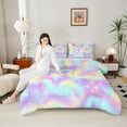 thumbnail image 4 of Castle Fairy Ombre Stars 3-Piece Full Size Comforter Sets,Gradient Rainbow Bedding Comforter Set,Tie Dye Lightweight Bedding Sets,Ultra Soft Starry Sky Home Decor,Reversible, 4 of 8