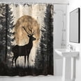 thumbnail image 4 of Elk Forest Fabric Shower Curtain Retro Moon Animal Oil Painting Washable Shower Curtains for Bathroom, Waterproof Bath Curtain with Hooks Home Decor 72x84in, 4 of 8