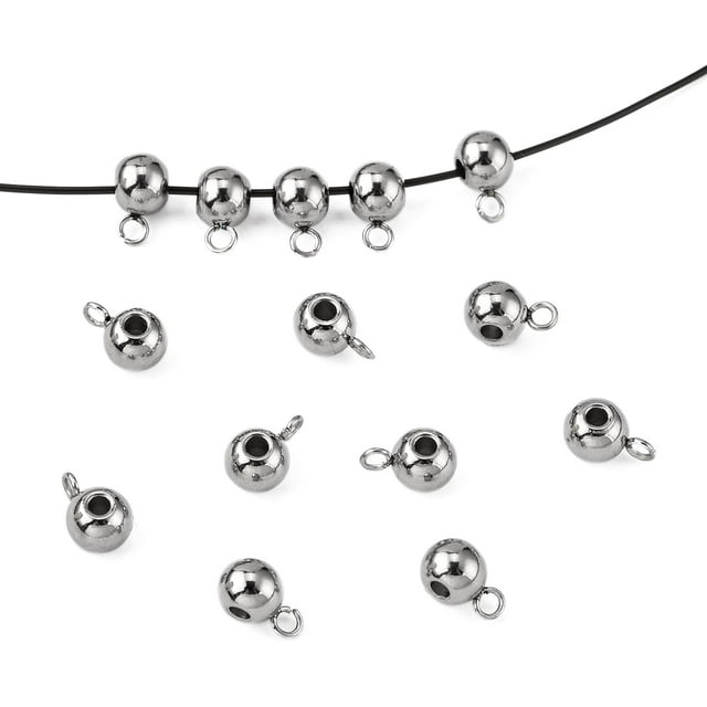 20Pcs 304 Stainless Steel Tube Bails Loop Bails Rondelle Bail Beads Stainless Steel Color Tube Beads Charm for DIY Jewelry Making Bracelets Necklaces Craft Accessories 9x5x6mm