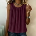 thumbnail image 5 of Women's Plain Sleeveless Tank Top Summer Oversized Crew Neck Basic Tee Tank Flowy Casual Boho Beach Vacation Tops Wine, 5 of 7