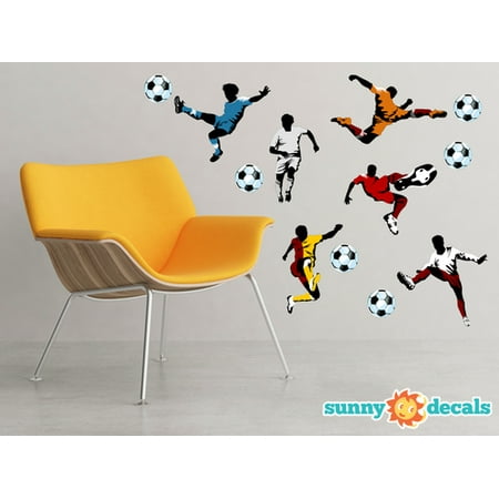 Soccer Fabric Wall Decals - Set of 6 Soccer Players and 6 Balls - Football Wall Art