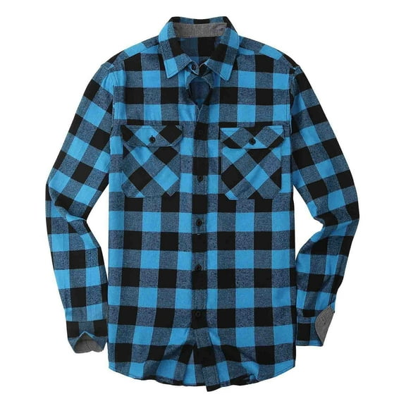 Herrnalise Mens Flannel Shirts Long Sleeve Lapel Collar Plaid Shirt for Men Casual Button Down Brushed Shirt Valentine's Day For Him