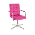 thumbnail image 1 of Silla escritorio euroluce contemporary design color ROSA acabado cromada con brazo giratoria Altura ajustable Terciopelo SKU EL7009F-3C, 1 of 4