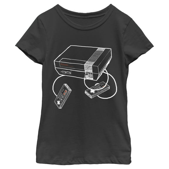 Girl's Nintendo Classic Console Graphic Tee Black X Large