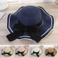 thumbnail image 2 of CNKOO Windproof Sun Hat Spring Summer Wide Brim Bowknot Decor Straw Hat for Daily Wear, 2 of 10