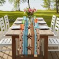 thumbnail image 4 of Table Runners 72 Inches Long Dress Scarves, Western Texas Star Retro Farmhouse Kitchen Table Runner, Coffee Tablerunners, Country Farmhouse Light Blue Brown Wooden 16x72 Inch, 4 of 9