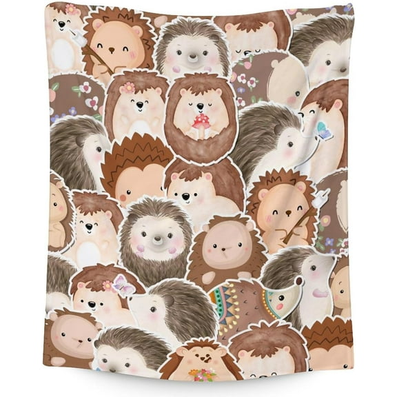 Hedgehog Blanket for Girls & Boys - 50"x60" Throw Size - Soft Fuzzy Plush Throws Gifts - Brown Cute Throw Blanket for Bed, Couch & Sofa
