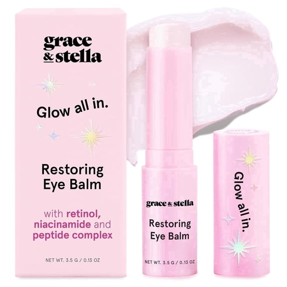 Grace & Stella Caffeine Eye Brightener Balm Retinol Stick, Hydrating with Niacinamide and Hyaluronic Acid, 0.12 oz