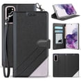 thumbnail image 1 of Case for Galaxy S20 Plus, [Black] Infolio Wallet Credit Card Slot ID Cover, View Stand [with Wrist Strap Lanyard] for Samsung Galaxy S20+, 1 of 7
