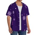 thumbnail image 2 of Yiaed Crystal Purple Snowflake Print Mens Casual Wrinkle Free Shirts Short Sleeve Button Down Summer Stretch Dress Shirt-X-Large, 2 of 5