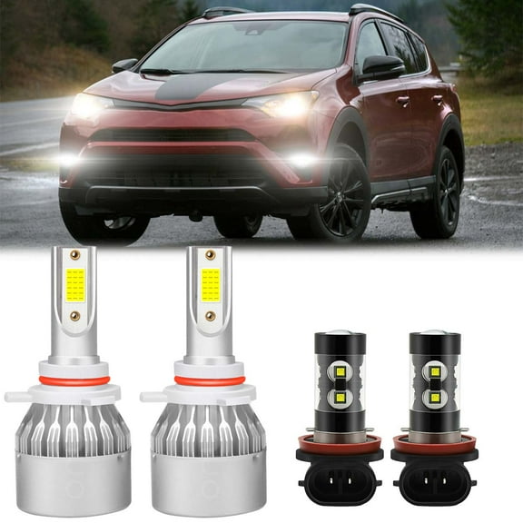 HMCYCI For 2016-2018 Toyota RAV4 LED Fog Light Bulbs 9012 High/Low Beam H11 H8 Fog Light 6000k 4pcs