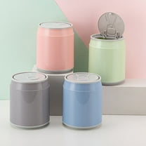 HEMOTON Small Trash Can with Lid Compact Garbage Bin Desktop Mini Plastic Waste Basket for Office