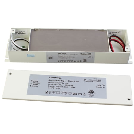 LEDupdates - Triac Dimmable LED Driver ETL 100v-130v to 12v 100w DC Constant Voltage Junction box Enclosed Power Supply for LED Strip light Compatible with AC Wall Dimmer Control