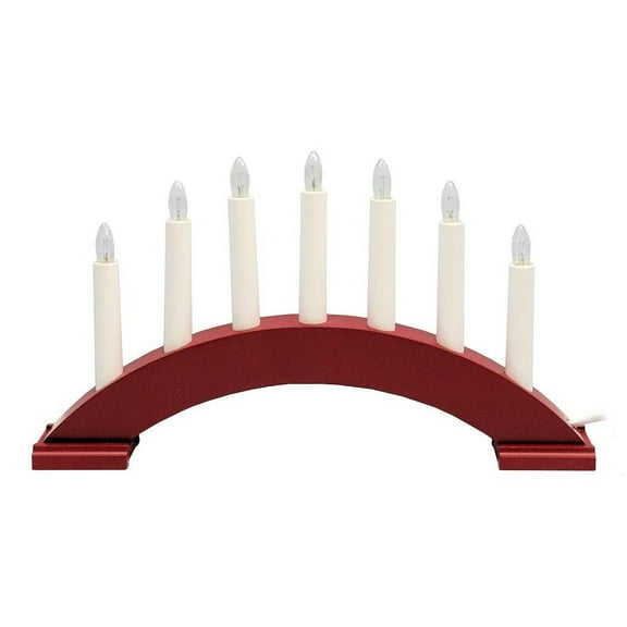 Star Trading 01330 - 15.4" x 8.7" 7 Light Electric Red Decor Wooden Bea Swedish Candelabra / Candlestick