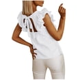 thumbnail image 5 of Women's Tanks Casual Racerback O-Neck Ruffle Sleeveless Tops for Summer Loose Blouse Tank Women’s Wardrobe White XL, 5 of 6