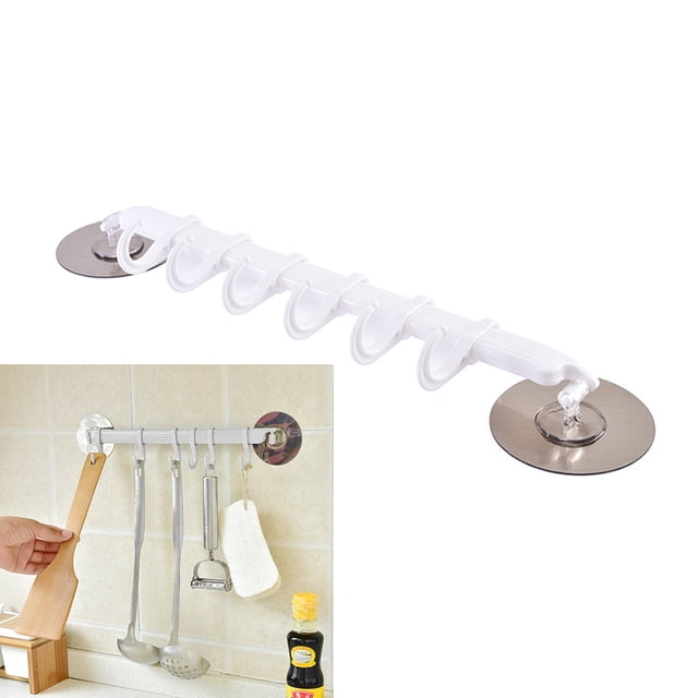 Soporte de gancho de almacenamiento de cocina, 6 ganchos, soporte de pared para puerta, estante para colgar, organizador de cocina y baño para el hogar