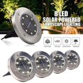 thumbnail image 3 of Solar Ground Lights Disk Lights Solar Powered Waterproof Garden Pathway Outdoor in-Ground Lights with Light Sensor (Warm White 4 Packs), 3 of 7