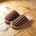 thumbnail image 6 of Samdudou House Slippers for Women Fuzzy Striped Pattern Closed Toe Slip On Plush Warm Indoor Bedroom Flat Footwear for Daily Home Lounging, 6 of 6