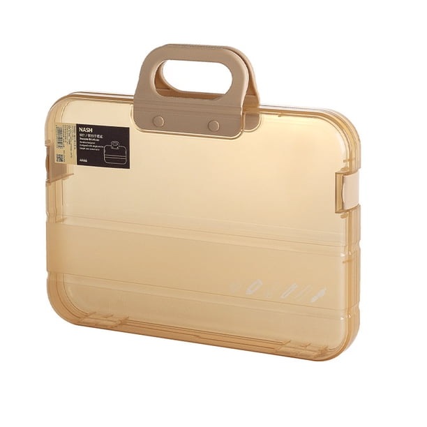 Methold Archivador portátil transparente para carpetas A4, ideal para organizar documentos en cualquier lugar. Carpetas de archivos caqui