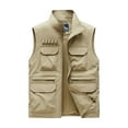 thumbnail image 3 of BiZtdJrK Big and Tall Vests for Men Cargo Work Vest Zip Up Sleeveless Stand Collar Jacket Outdoor Fishing Travel Photo Vest Jackets with Multi Pockets Khaki XXL, 3 of 10