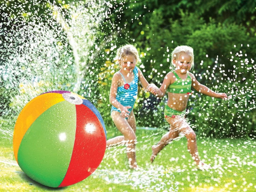Poolmaster Splash and Spray Beach Ball Sprinkler Toy for Backyards