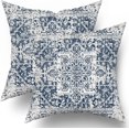 thumbnail image 2 of Navy Blue Gray Boho Pillow Covers 20X20 Inch Set of 2 Ethnic Bohemian Carpet Decorative Pillow Cases Farmhouse Rustic Vintage Rug Pillowcase Home Decor for Cushion Room Couch Sofa Porch Outdoor, 2 of 6