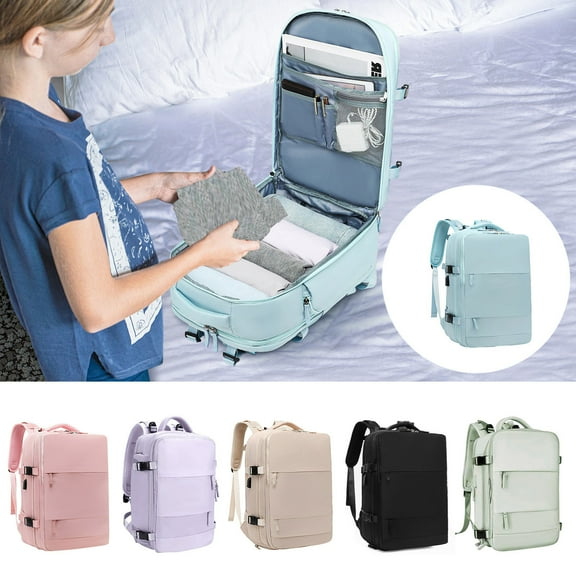 Large Travel Backpack for Women Men, Multifunctional Nylon Waterproof Carry on Backpack for Flight Approved, Personal Luggage Backpack for Hiking, 11.8"x7.9"x17.7"