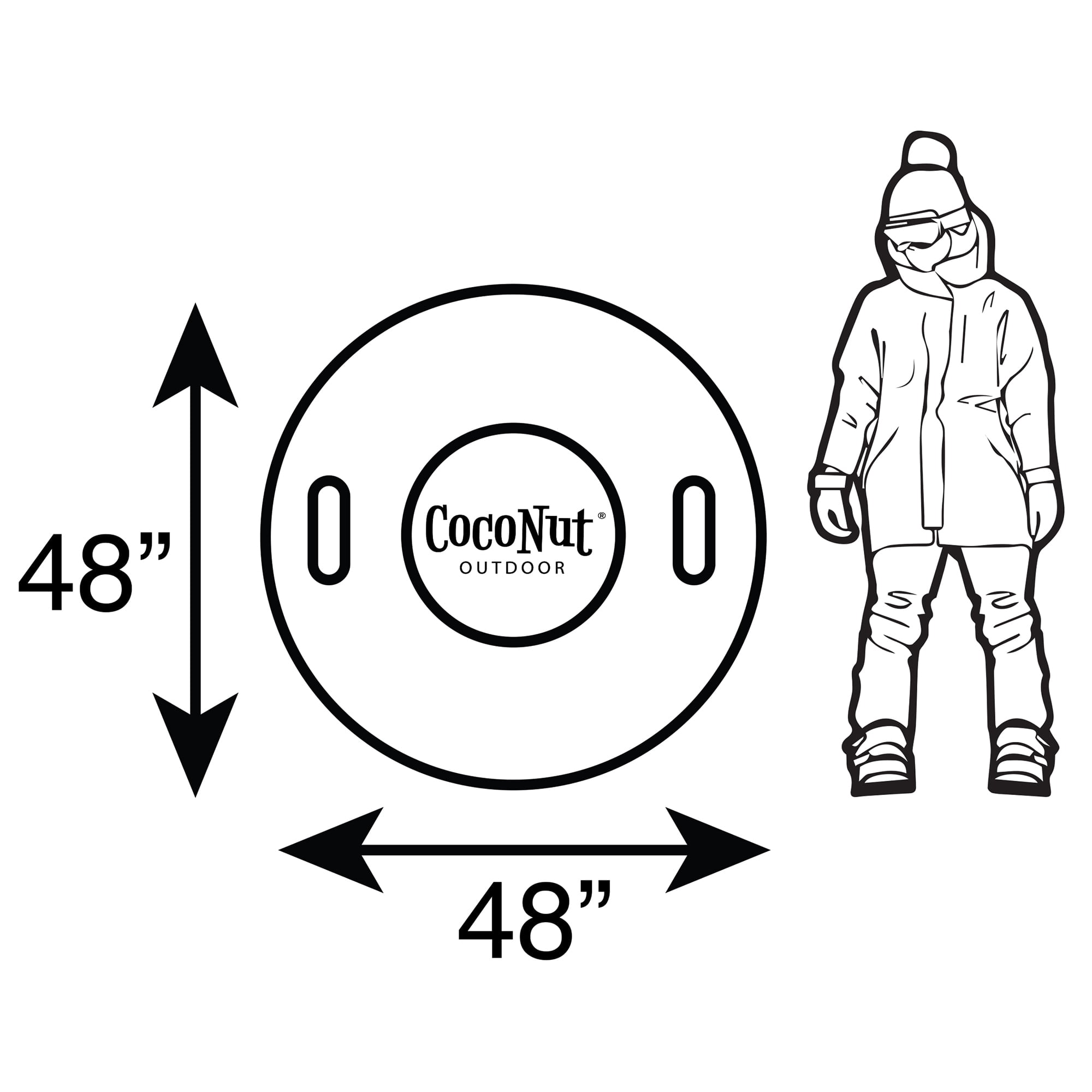 CocoNut Outdoor: Buffalo Plaid - 48" Jumbo Snow Tube - Red & Black Inflatable Ring, Cold Resistant PVC, Winter Sled, 200lb Cap, Kids-Teens-Adults 8+