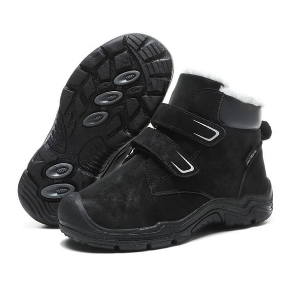 Stepedia Kids Boys Girls Winter Snow Boots Waterproof Outdoor Insulated Ankle Boots, Black