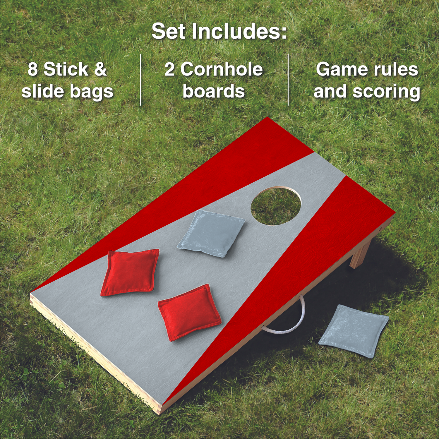 MinnARK Wooden Cornhole Set with Stick & Slide Bags photo 4
