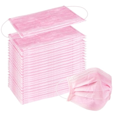 100 Pcs Disposable 3 Ply Earloop Face Masks, Suitable for Home, School, Office and Outdoors (Pink) Pink 1 Count (Pack of 100)