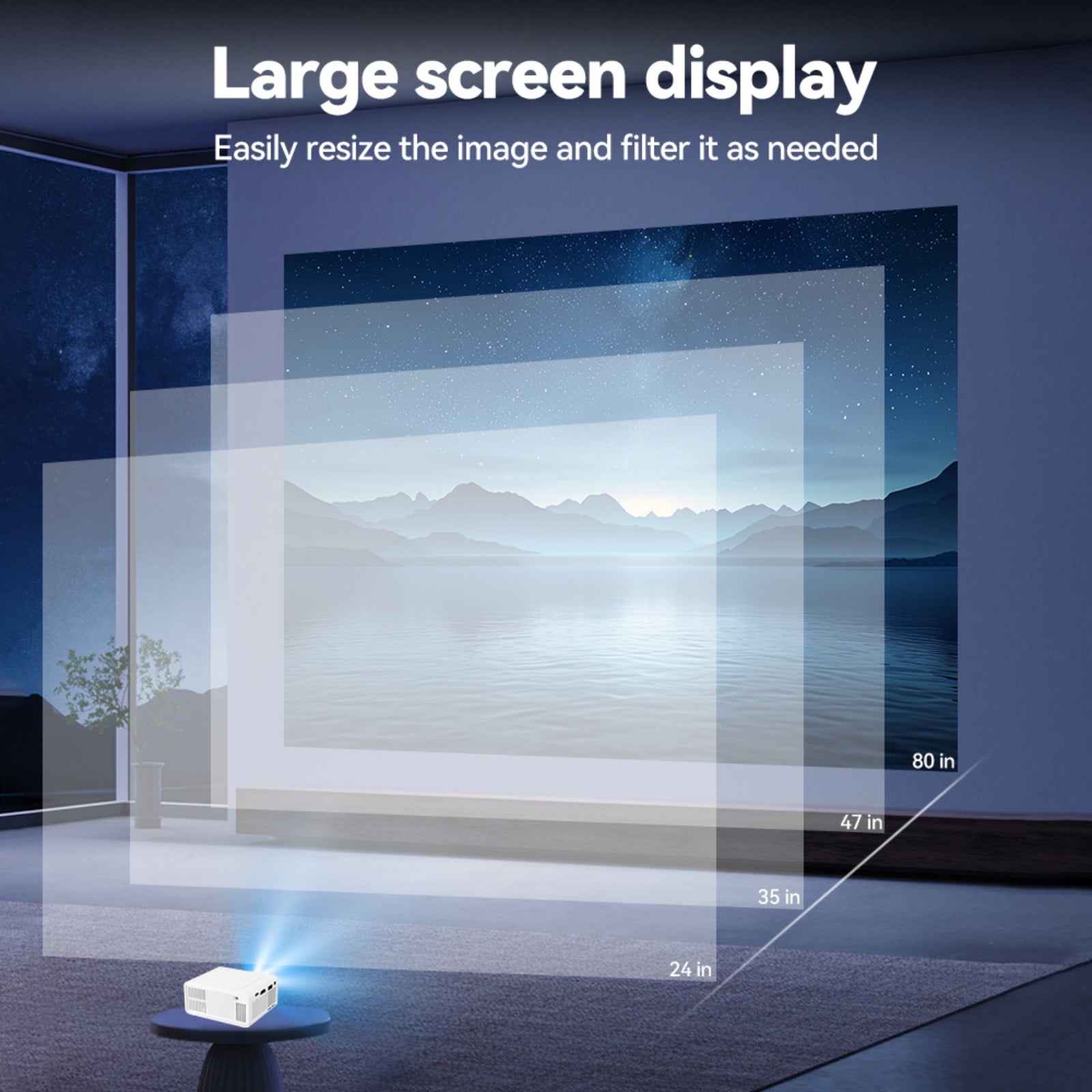 Nkmbld Portable Projector, High-Definition Mini Ceiling Projector Compatible with HDMI/USB/iOS/Android/Windows for Home Entertainment