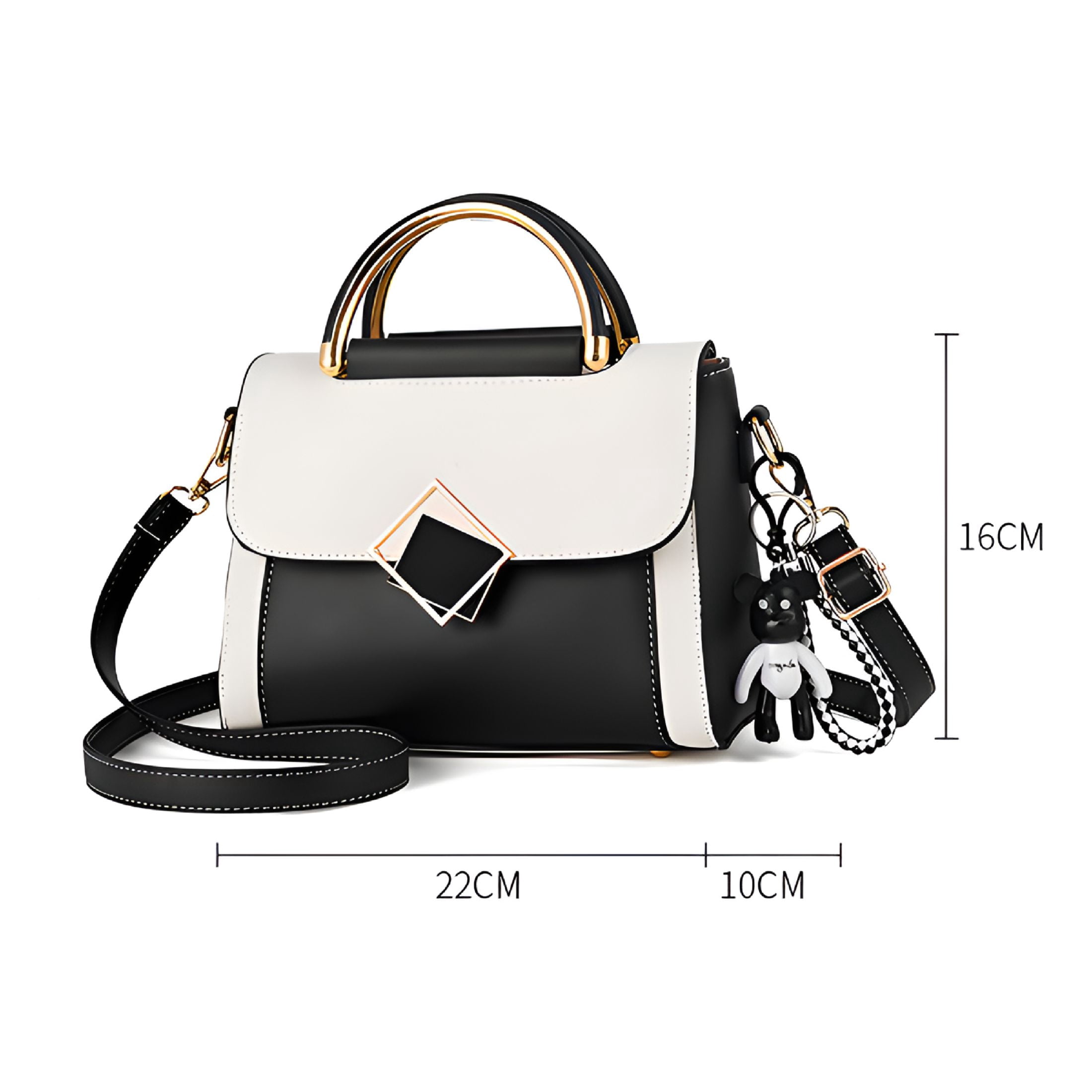 GASTROPOD Genuine Leather Handbags Tote Shoulder Bag for Women Satchel Designer Purse Top Handles Crossbody Bag, Tote Bag Purse, White with Black