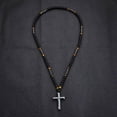 thumbnail image 5 of Beaded Cross Necklace for Men - Black Onyx & Tiger's Eye Beaded Chain with Stainless Steel Cross Pendant, Christian Jewelry for Men, 5 of 8