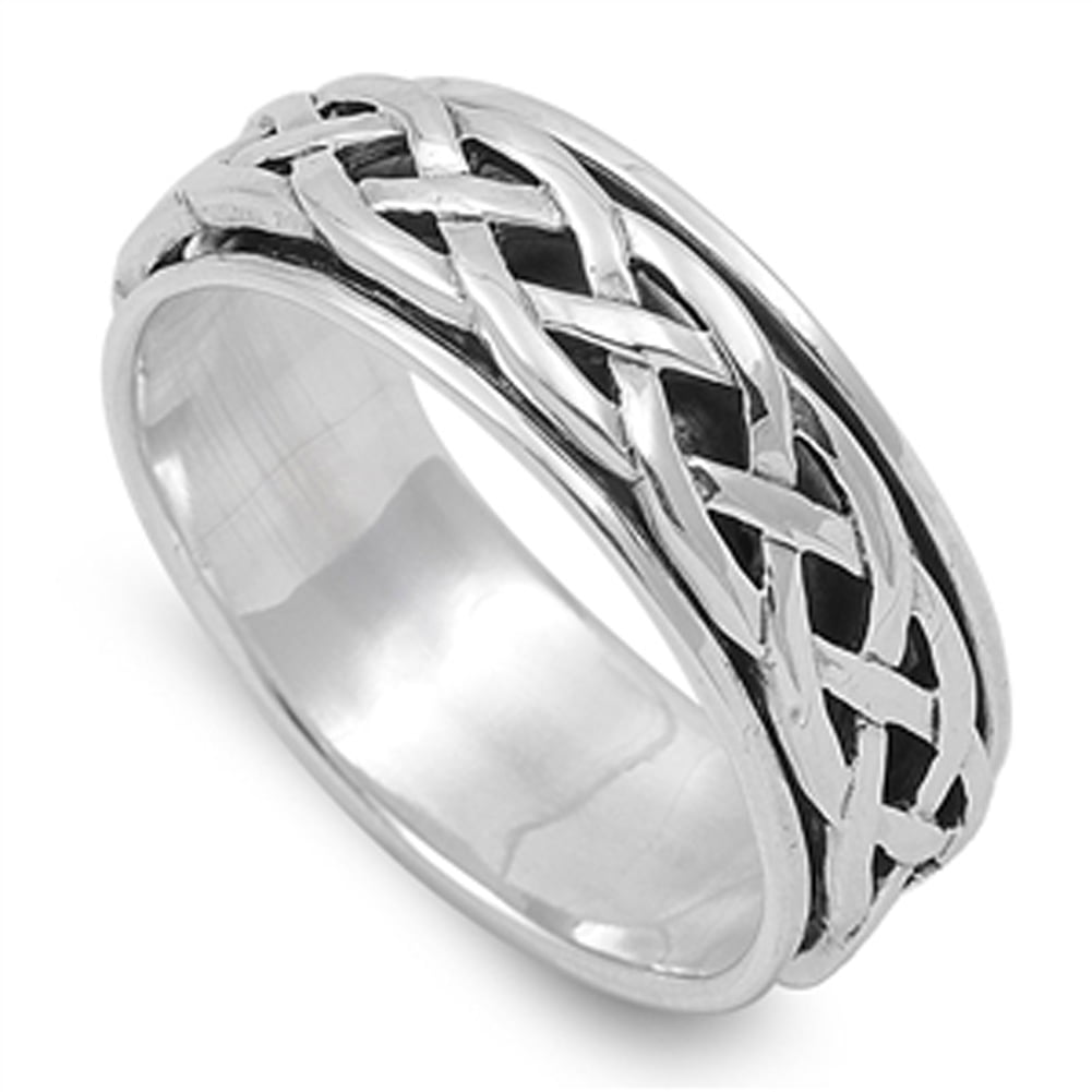 Men's Wedding Ring Classic Celtic Rope New .925 Sterling Silver Band Sizes 7-13 