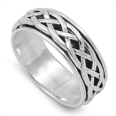 Spinner Men's Wedding Celtic Weave Ring ( Sizes 4 5 6 7 8 9 10 11 12 13 14 ) New .925 Sterling Silver Band Rings (Size