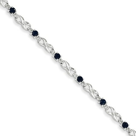 14K White Gold w/ Diamond and Sapphire Gemstone Bracelet. Gem Wt- 1.71ct