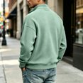 thumbnail image 6 of Dresfit Mock Neck Sweatshirt for Men Waffle Long Sleeve Shirts Fall Collared Quarter Zip Pullover Loose Fit Oversized Knit Sweatshirts M, 6 of 8