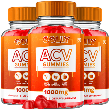 (3 Pack) Golly ACV Keto Gummies - Apple Cider Vinegar Supplement for Energy and Focus - Golly Keto Active Multivitamin Supplement Gummies for Ketosis with Folic Acid (180 Gummies)