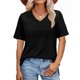 thumbnail image 2 of Tops Cortos para Mujeres Cuello en V Suelto Moda Casual Manga Corta Superior, Halagadora Silueta para el Uso Diario Y Casual, 2 of 9